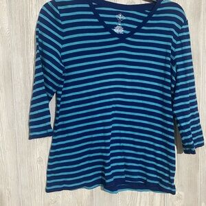 Navy Blue Striped Women's Top